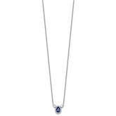 14k White Gold 1/2 carat Lab Grown Diamond VS/SI+ G+ and Created Sapphire Complete Three Stone 16 inch Necklace